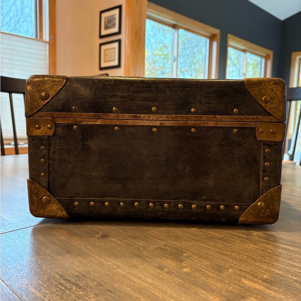 Vintage Black Suitcase with Brass Accents 20” x 13” x 7” - Picture 4 of 12